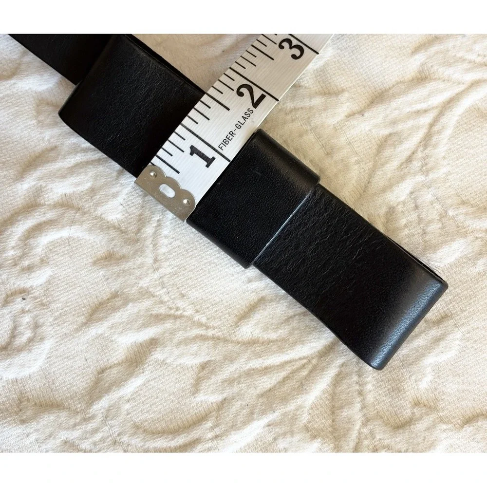 Vtg Gap‎ Black Leather Bow Belt Classic Preppy Coquette Women M Made In USA Y2K